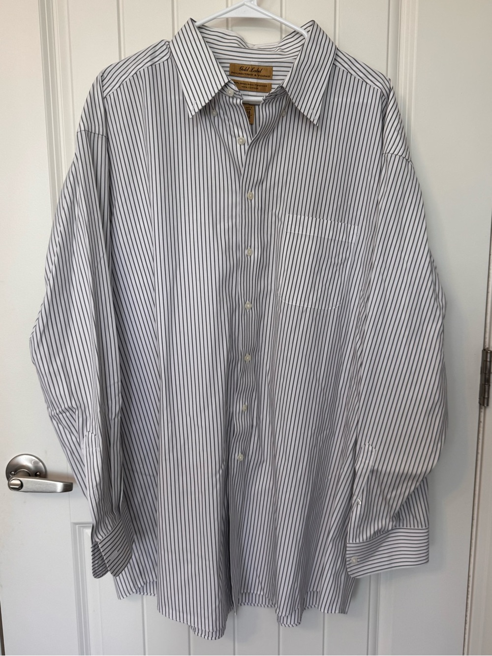 Roundtree & Yorke Gold Label Striped Dress Shirt 18 36 Tall Cotton